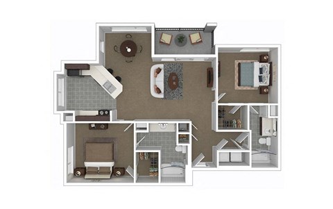 Floor plan design with 2 Bedrooms and 2 Bathrooms